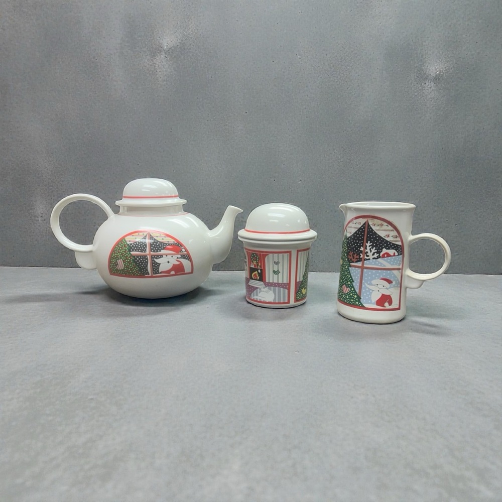 Vintage Epoch Noritake Twas The Night Before Christmas Teapot Sugar Creamer Set